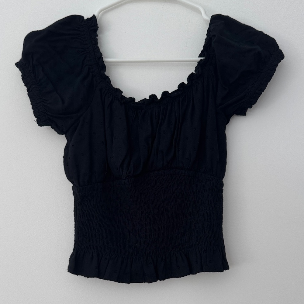 Hollister Black Smocked Crop Top